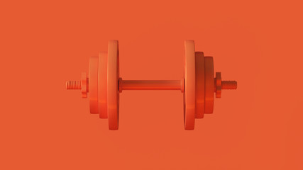 Orange Dumbbell 3d illustration 3d rendering
