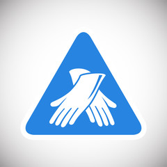 Safety gloves sign on blue background icon