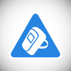 Welding mask sign on blue background icon