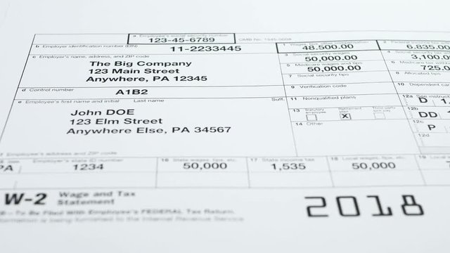 W-2 Tax Form and Tax Statement