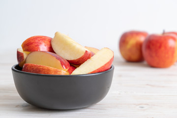 fresh red apples sliced bowl