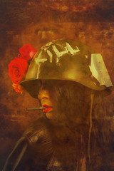 Glamour girl in helmet