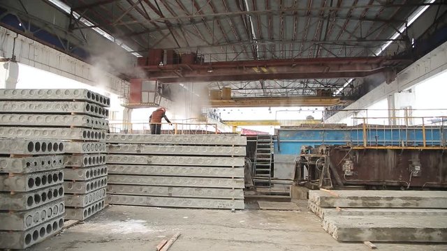 Manufacture of reinforced concrete wall panels.