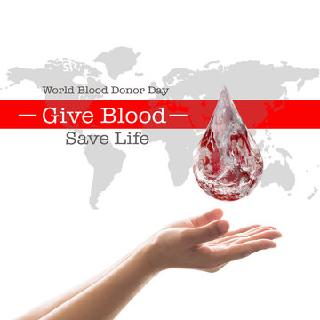 World blood donor day and National blood donor month for donation charity concept. Element of this image furnished by NASA