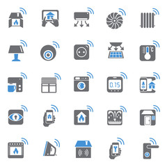 Smart home blue grey set on black background for graphic and web design, Modern simple vector sign. Internet concept. Trendy symbol for website design web button or mobile app