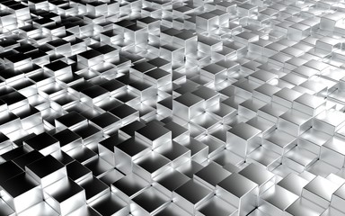 Obraz premium Abstract matte metallic Fillet cubes perspective background. White, black, gray. 3D render