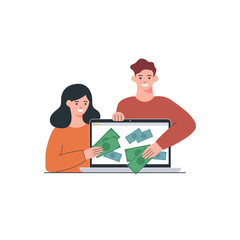 Earnings in the Internet, online earning vector illustration
