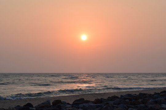 Sunset at south east tip of India