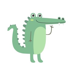 Cute cartoon crocodile. Vector cartoon illustration.