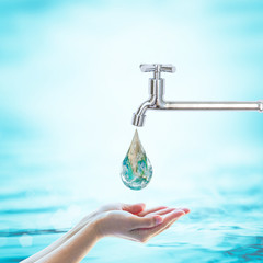 World water day, saving water and environmental protection concept. Element of this image furnished...