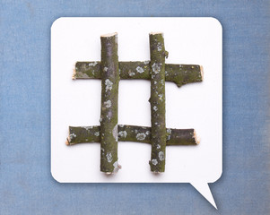 Back to Nature, woods forming the Hashtag symbol
