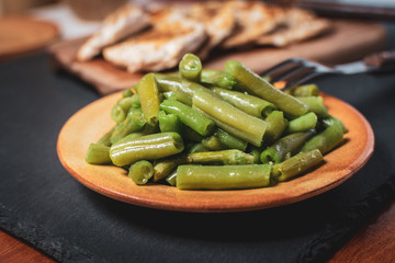 grilled chicken breast with cooked rice and vegetables, healthy food