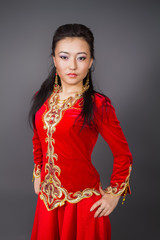 Beautiful kazakh woman in national costume– stock image