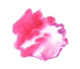 Watercolor hand-painted bright pink abstract splash illustration on white background