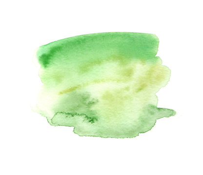 Watercolor hand-painted green abstract splash illustration on white background © Salnikova Watercolor
