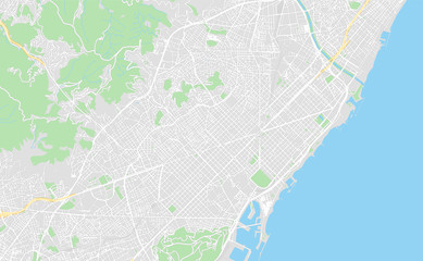 Barcelona, Spain, printable map