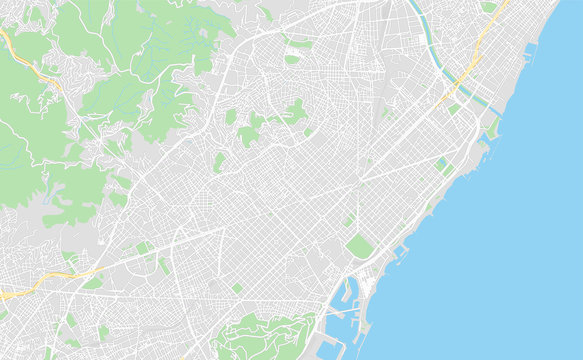 Barcelona, Spain, printable map