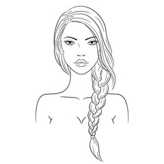 Vector illustration of a beautiful young woman with long hair