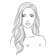Vector illustration of a beautiful young woman with long hair
