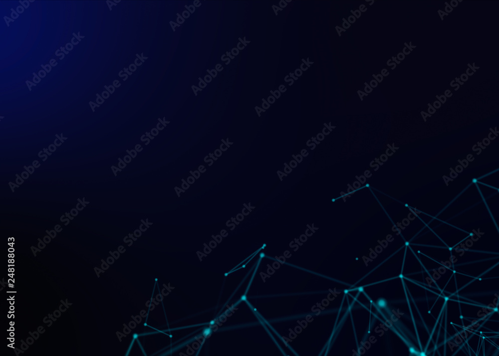Poster blurry abstract 3d rendering abstract background blue network concept . future backgroundtechnology 