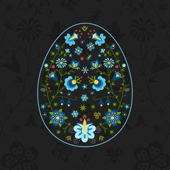 Polski folklor kaszubski w kształcie jajka - Wielkanoc - obrazy, fototapety, plakaty