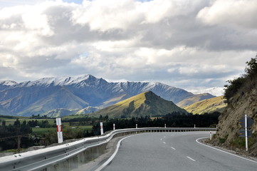 Scenic spots of Crown Range Road on the South Island, New Zealand 