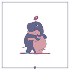 Happy elephants in love