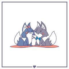 Happy foxes in love