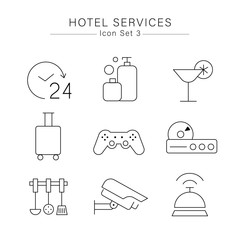 Hotel Services minimal icon set : Vector Illustration
