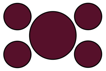 Maroon Circular Banners, Black Border and White Background. Use for Illustration purpose, background, website, businesses, presentations, Product Promotions.. Empty Circles for Text, Data Placement.