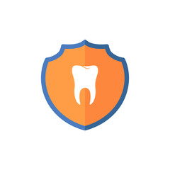 Shield Logotype, Clean Tooth Protect Sign Isolated on White Background. Guard Symbol, Medical Icon.