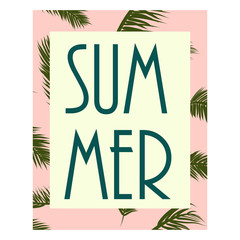 Summer tropical background with exotic palm leaves. Summer. Vector illustration.