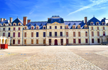 Obraz premium Empty courtyard of the castle of the Dukes of La Trémoïlle