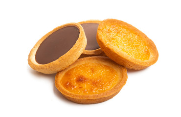 sand tartlets with chocolate isolated