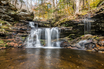 Fototapeta na wymiar R. B. Ricketts Waterfall in Ricketts Glen State Park of Pennsylvania