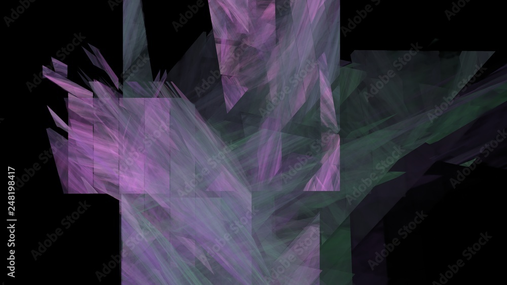 Poster fantasy chaotic colorful fractal pattern. abstract fractal shapes. 3d rendering illustration backgro