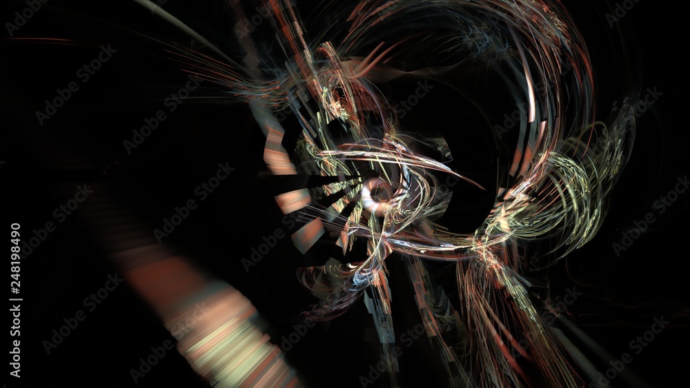 Poster fantasy chaotic colorful fractal pattern. abstract fractal shapes. 3d rendering illustration backgro