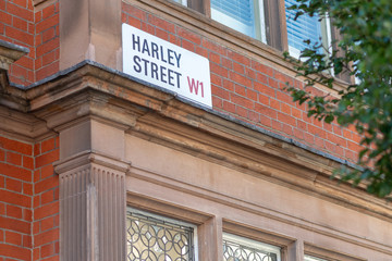 Harley Street London W1 Street sign UK
