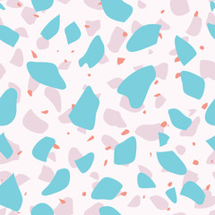 Lovely modern terrazzo seamless vector pattern in pastel colors. Texture of classic italian type of floor in Venetian style for fabric, wallpaper, scrapbooking or background.
