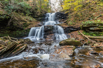 Fototapeta na wymiar Tuscarora Waterfall in Ricketts Glen State Park of Pennsylvania