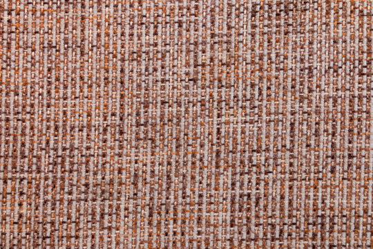 Fabric texture. Linen cloth close-up photo. Brown flax woven textile background