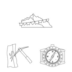 Isolated object of mountaineering and peak icon. Set of mountaineering and camp vector icon for stock.