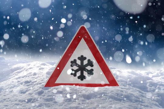 Winter Driving - Risk Of Snow And Ice - Traffic Sign