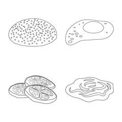 Isolated object of burger and sandwich symbol. Collection of burger and slice vector icon for stock.