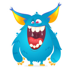 Angry cartoon monster. Halloween vector illustration isolated