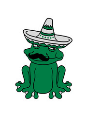 sombrero mexikaner hut südamerika schnurrbart mexikanisch frosch sizend süß niedlich lustig comic cartoon clipart froschkönig kröte