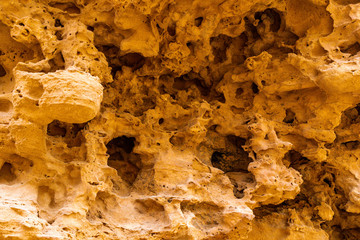 Textured wall of a sandstone canyon