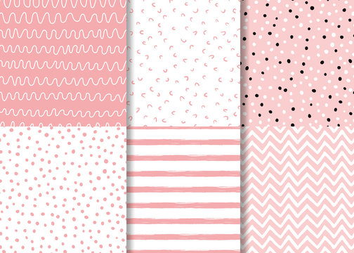 Pink seamless pattern drawn hand drawn kids style. Childish simple background vector