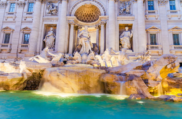 Night view of Trevi Fountain in Rome, Italy
