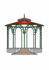 Gazebo with red roof